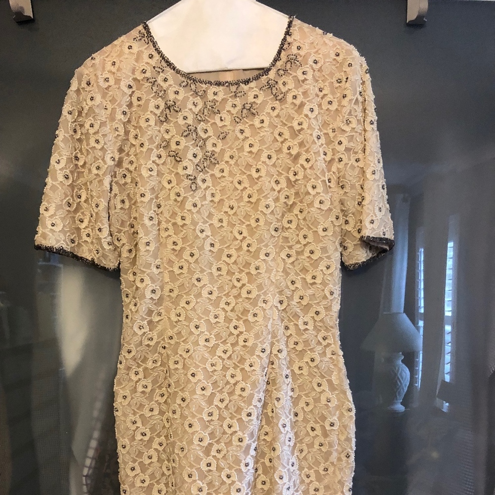 Vintage beaded short sleeve dress
